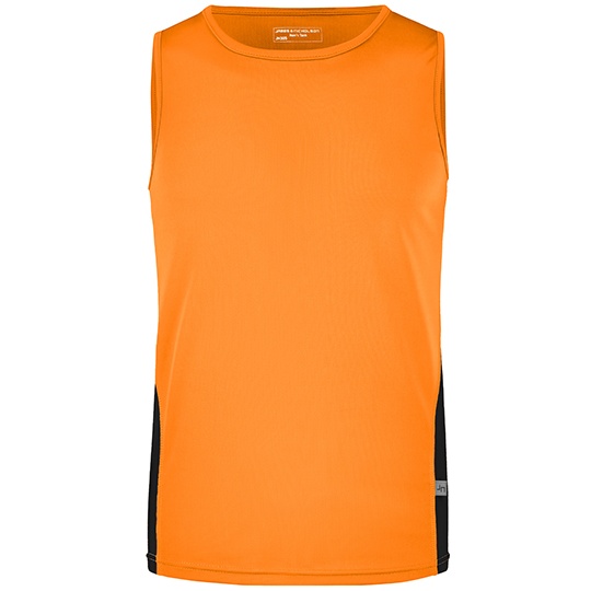 Koszulka Meska Biegowa Bez Rekawow Odprowadzajaca Wilgoc JN305 - Orange & Black