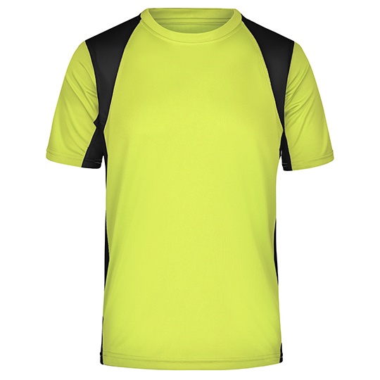 Koszulka Meska Biegowa Dwukolorowa Odprowadzajaca Wilgoc JN306 - Fluo Yellow & Black