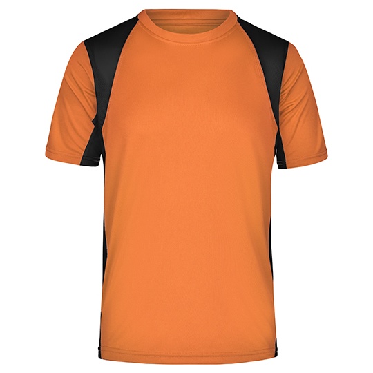 Koszulka Meska Biegowa Dwukolorowa Odprowadzajaca Wilgoc JN306 - Orange & Black