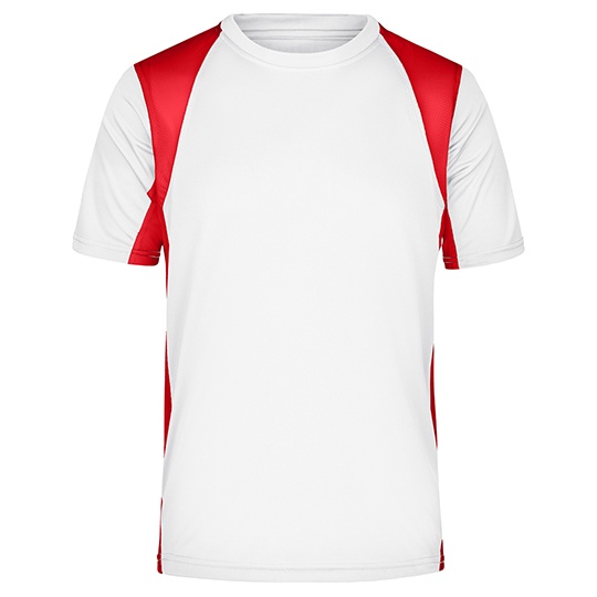 Koszulka Meska Biegowa Dwukolorowa Odprowadzajaca Wilgoc JN306 - White & Red