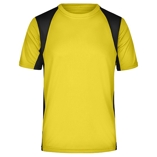 Koszulka Meska Biegowa Dwukolorowa Odprowadzajaca Wilgoc JN306 - Yellow & Black