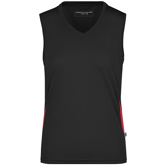Damska koszulka biegowa bez rękawów oddychająca JN315 - Black & Red