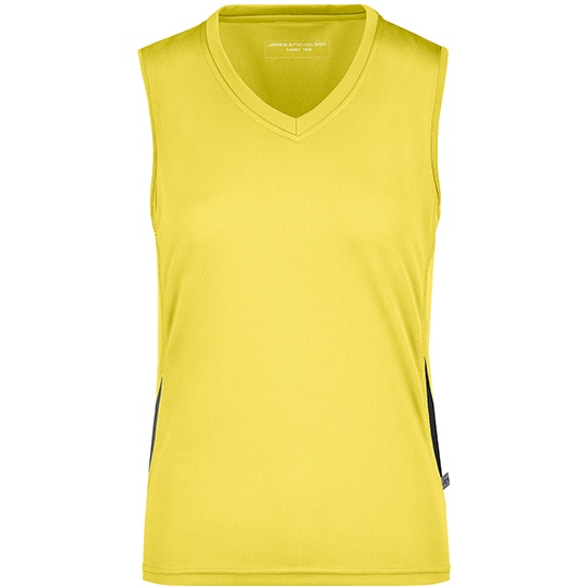 Damska koszulka biegowa bez rekawow oddychajaca JN315 - Yellow & Black