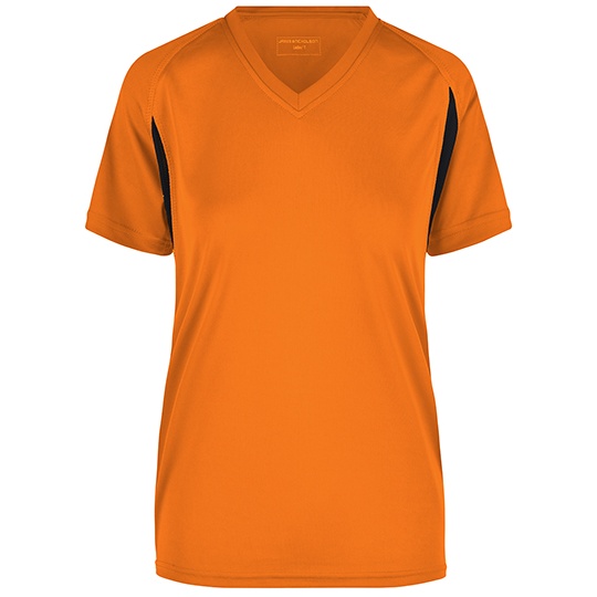 Damska Koszulka Biegowa V-neck Oddychajaca JN316 - Orange & Black