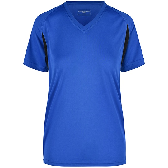 Damska Koszulka Biegowa V-neck Oddychajaca JN316 - Royal & Black