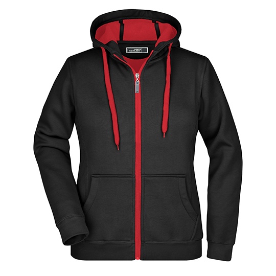 Bluza Damska Sportowa Slim Z Kapturem JN354 - Black & Red