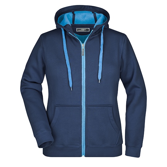 Bluza Damska Sportowa Slim Z Kapturem JN354 - Navy & Aqua