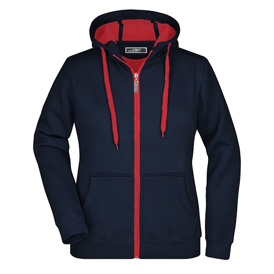 Bluza Damska Sportowa Slim Z Kapturem JN354 - Navy & Red