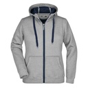 Bluza Damska Sportowa Slim Z Kapturem JN354 - Sports Grey (Heather) & Navy
