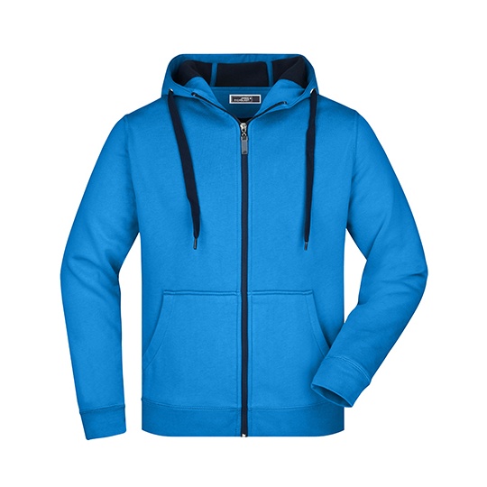 Bluza Meska z Kapturem Rozpinana Sportowa JN355 - Azur & Navy