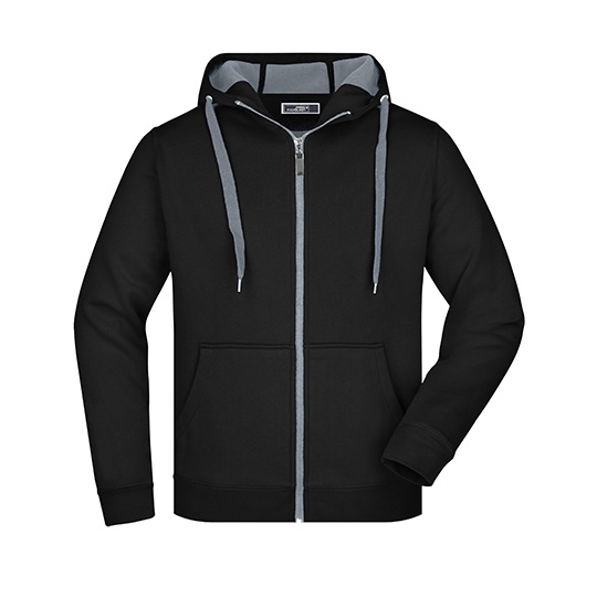 Bluza Meska z Kapturem Rozpinana Sportowa JN355 - Black & Carbon