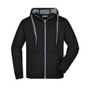 Bluza Męska z Kapturem Rozpinana Sportowa JN355 - Black & Carbon