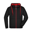 Bluza Męska z Kapturem Rozpinana Sportowa JN355 - Black & Red