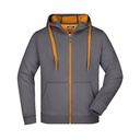 Bluza Męska z Kapturem Rozpinana Sportowa JN355 - Carbon & Orange