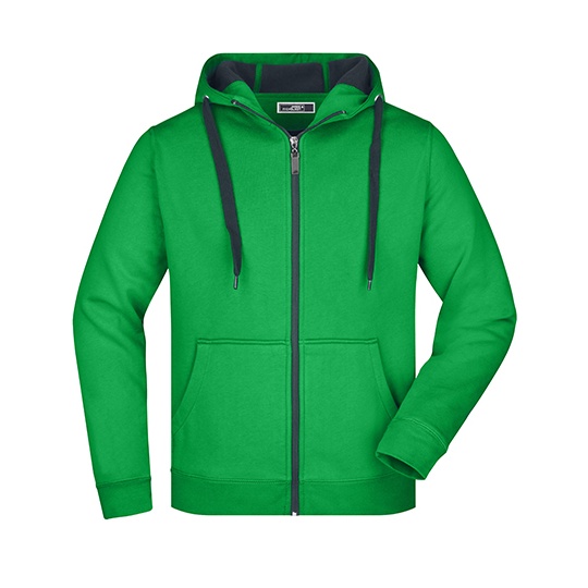 Bluza Meska z Kapturem Rozpinana Sportowa JN355 - Fern Green & Graphite (Solid)