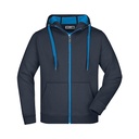 Bluza Męska z Kapturem Rozpinana Sportowa JN355 - Navy & Aqua