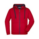 Bluza Męska z Kapturem Rozpinana Sportowa JN355 - Red & Carbon