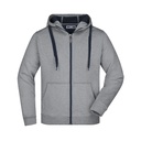 Bluza Męska z Kapturem Rozpinana Sportowa JN355 - Sports Grey (Heather) & Navy