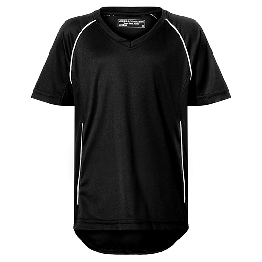 Dziecieca Koszulka Sportowa Raglanowa Oddychajaca JN386K - Black & White