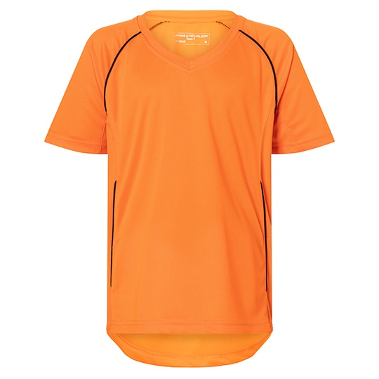 Dziecieca Koszulka Sportowa Raglanowa Oddychajaca JN386K - Orange & Black