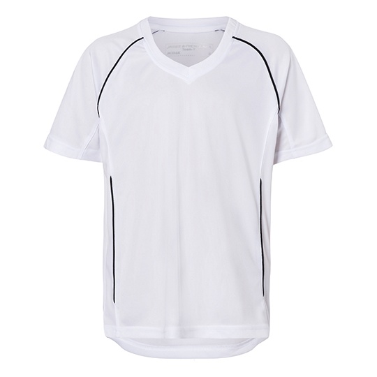 Dziecieca Koszulka Sportowa Raglanowa Oddychajaca JN386K - White & Black