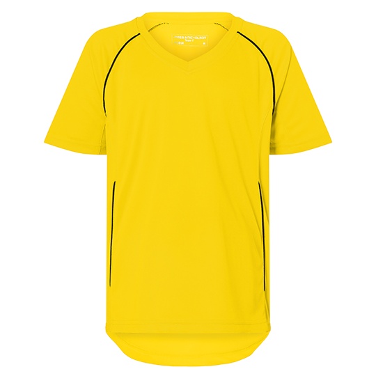 Dziecieca Koszulka Sportowa Raglanowa Oddychajaca JN386K - Yellow & Black
