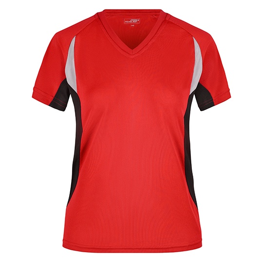 Koszulka Damska Slim Fit Biegowa Odprowadzajaca Wilgoc JN390 - Red & Black