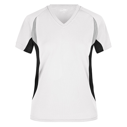 Koszulka Damska Slim Fit Biegowa Odprowadzajaca Wilgoc JN390 - White & Black