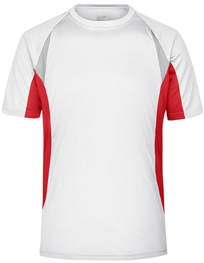 Koszulka Meska Biegowa Oddychajaca JN391 - White & Red