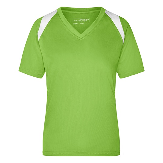 Koszulka Damska Dopasowana Biegowa Odprowadzająca Wilgoć JN396 - Lime Green & White