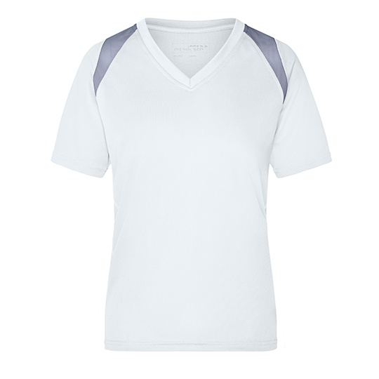Koszulka Damska Dopasowana Biegowa Odprowadzajaca Wilgoc JN396 - White & Silver (Solid)