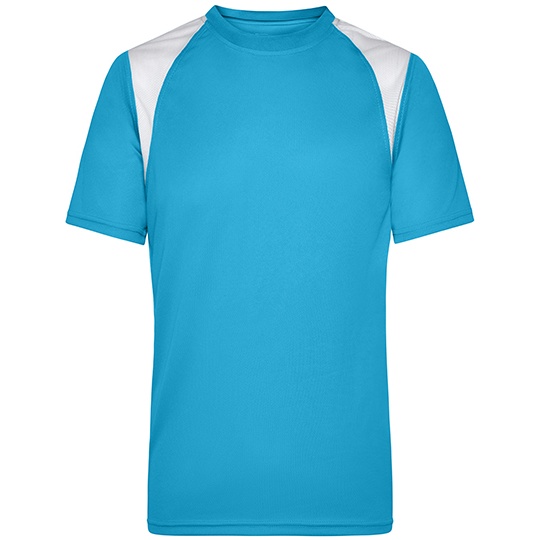 Męska koszulka biegowa JN397 - Turquoise & White