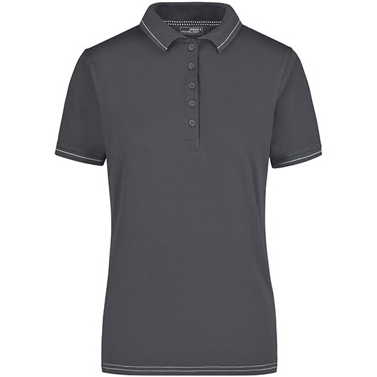 Koszulka Polo Damska Dopasowana JN568 - Graphite (Solid) & White