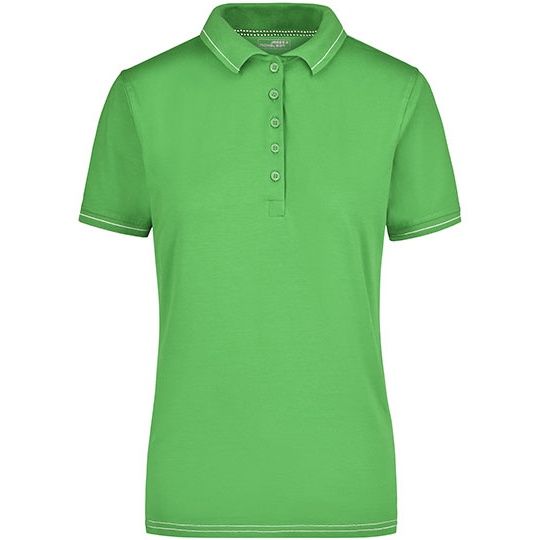 Damska koszulka polo Slim JN568 - Lime Green & White