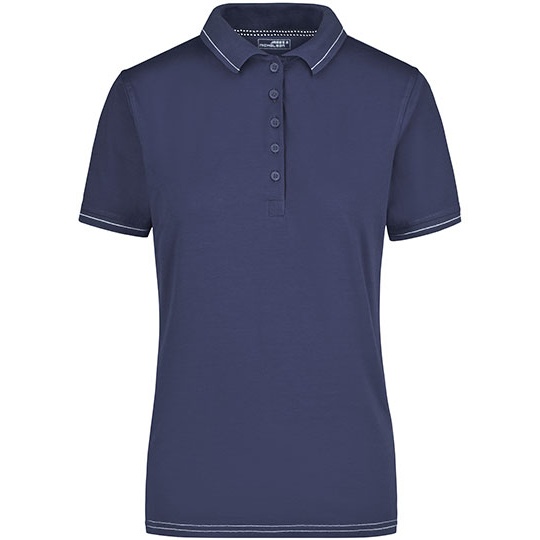 Damska koszulka polo Slim JN568 - Navy & White