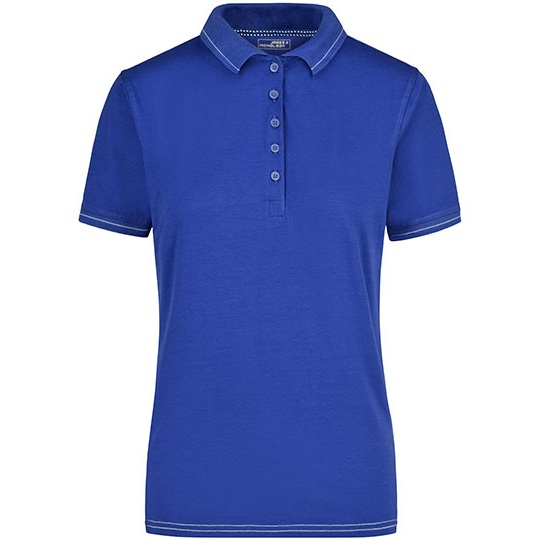 Damska koszulka polo Slim JN568 - Royal & White