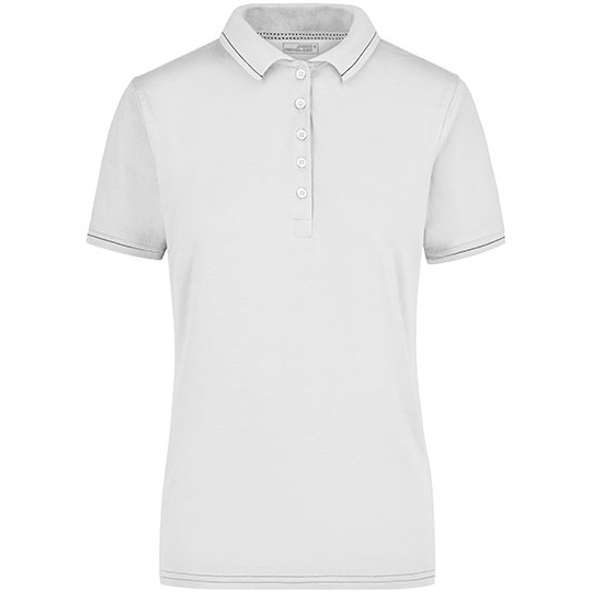 Damska koszulka polo Slim JN568 - White & Black