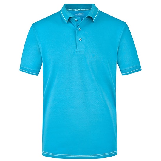 Koszulka Polo Męska Odprowadzająca Wilgoć JN569 - Aqua & White