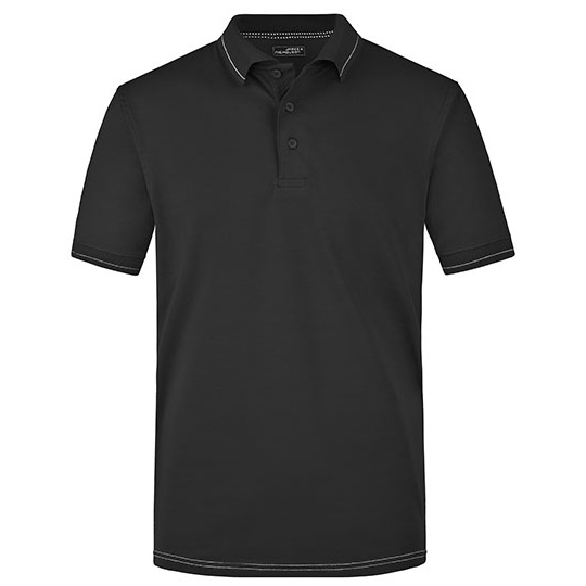 Koszulka Polo Meska Odprowadzajaca Wilgoc JN569 - Black & White