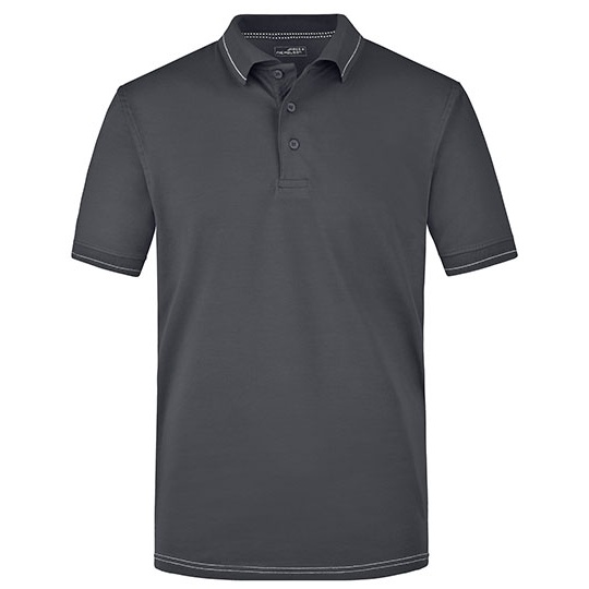 Koszulka Polo Meska Odprowadzajaca Wilgoc JN569 - Graphite (Solid) & White
