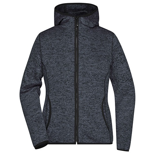 Bluza Damska Polarowa Melanzowa JN588 - Dark Melange & Black
