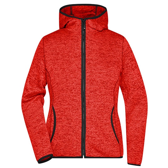 Bluza Damska Polarowa Melanzowa JN588 - Red Melange & Black