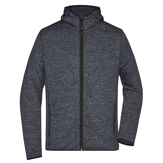 Bluza Meska Slim Polarowa z Kapturem JN589 - Dark Melange & Black