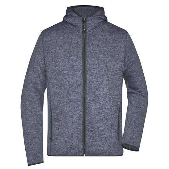 Bluza Meska Slim Polarowa z Kapturem JN589 - Denim Melange & Black