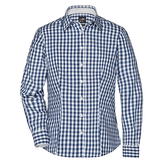 Koszula Damska Wzorzysta Kratka JN616 - Navy & White