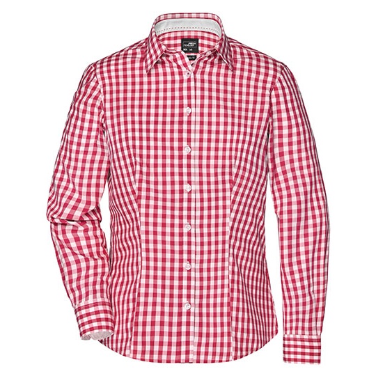 Koszula Damska Wzorzysta Kratka JN616 - Red & White