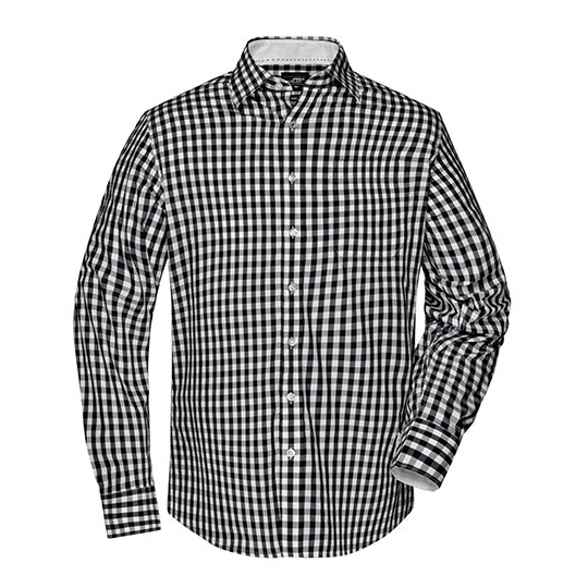 Koszula Meska Dlugi Rekaw W Kratke JN617 - Black & White