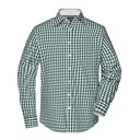 Koszula Męska Długi Rękaw W Kratke JN617 - Forest Green & White