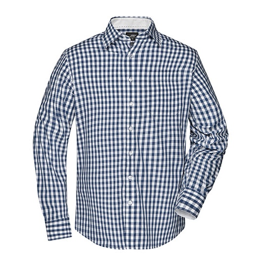 Koszula Meska Dlugi Rekaw W Kratke JN617 - Navy & White