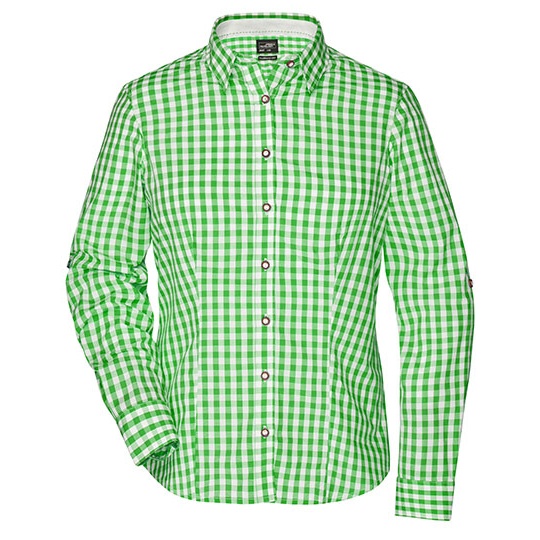Koszula Damska Bawarska W Krate JN637 - Green & White